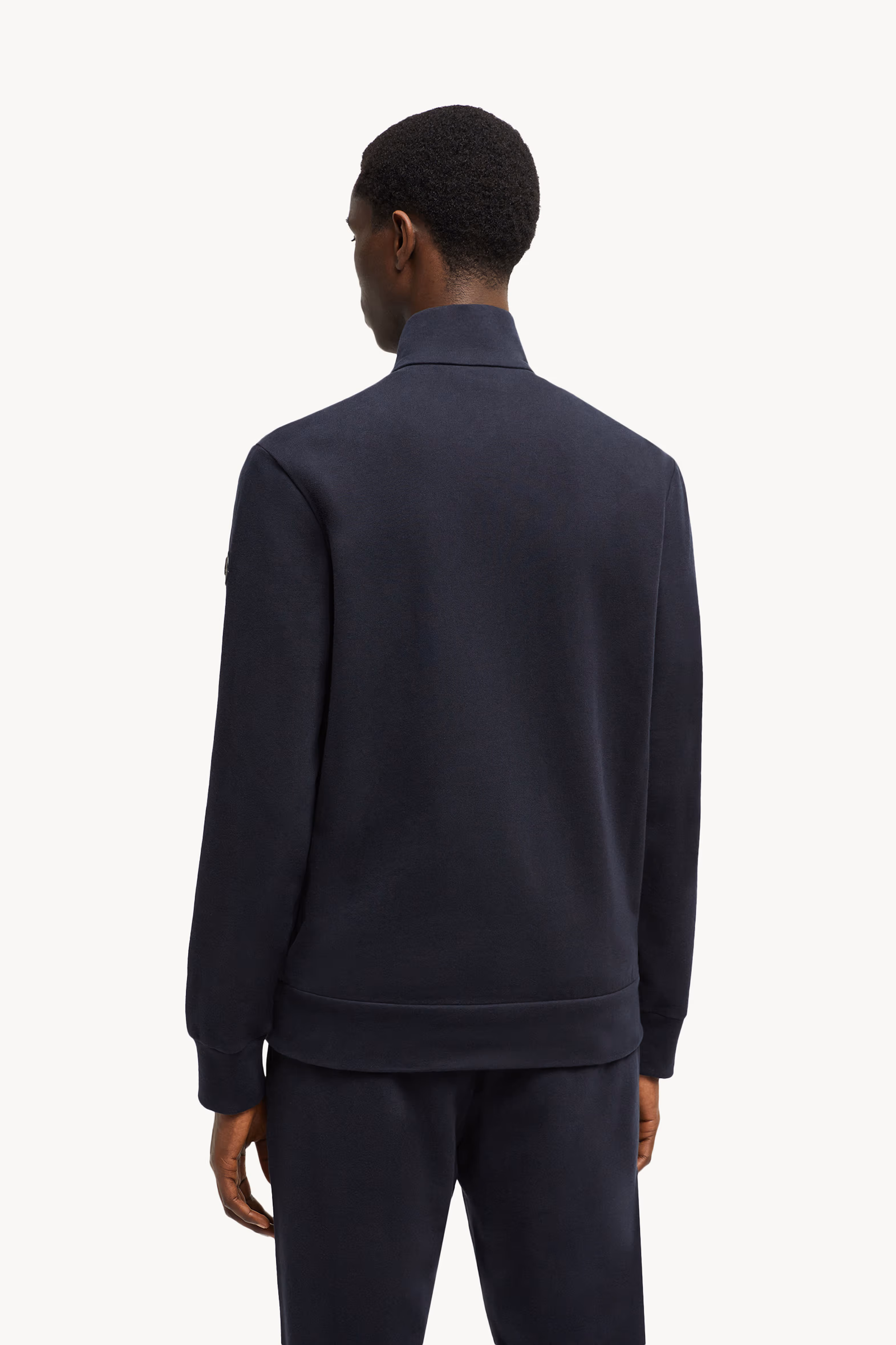 Sudadera de algodón y cachemira con ribetes de ante Hombre Azul marino Moncler 5